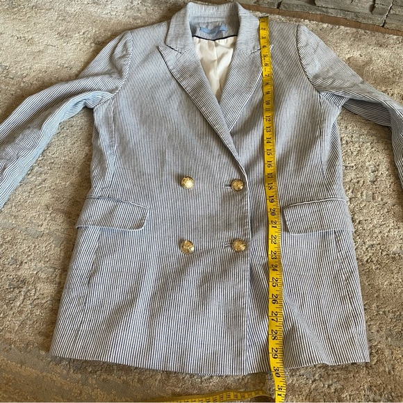 Antonio Melani Striped Double Breasted Blazer Notched Lapel Linen Cotton: 12 - Picture 12 of 12